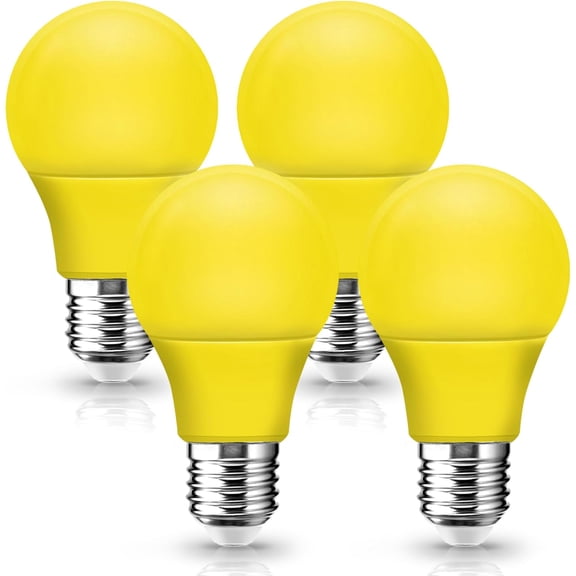 SHAANXIXIAN LED Yellow Bug Light Bulbs Outdoor, 40W Equivalent A15 Amber Yellow LED Bulb, E26 Base 5W Bulbs for Outside, Bedroom, Sleep, Patio, Porch, Nursery, Party Decoration, Non-Dimmable, 4 Pack