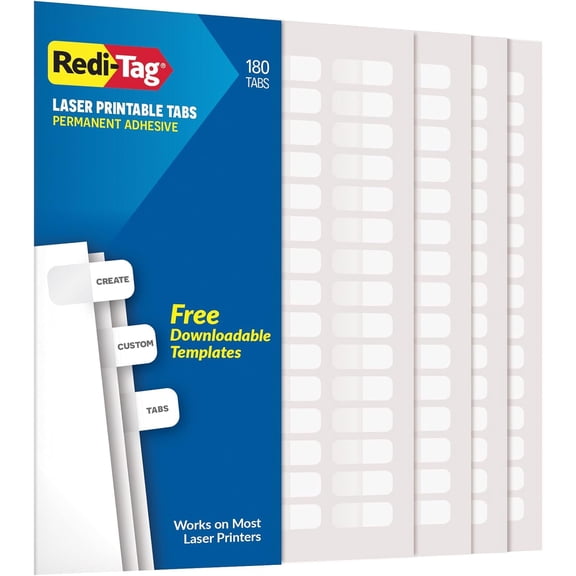 SHAANXIXIAN Laser Index Tabs, Divider Tabs, Permanent Adhesive Index Labels, Customizable Divider Labels, 7/16" x 1", White, 180 Tabs, (B33001)