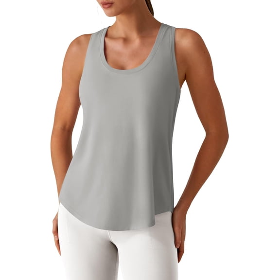 SHAANXIXIAN Lyocell Workout Racerback Tank Tops Loose Fit Athletic Tanks Hip Length Gym Running Top
