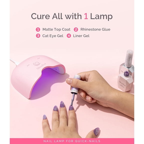 SHAANXIXIAN Mini LED UV Nail Lamp with Lightweight Design, P-ART06F Nail Dryer with Simple Button Control Cures All Soft Gels at Home, Especially Half-Cured Gel, Base Coat & Top Coat Pink