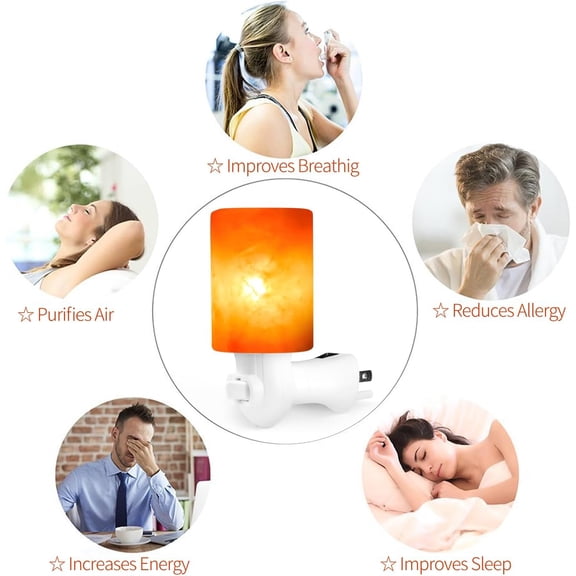 SHAANXIXIAN Natural Crystal Himalayan Salt Wall Lamp - Air Purifying Night Light - 360 Rotatable Plug 7W Bulb - Cylindrical