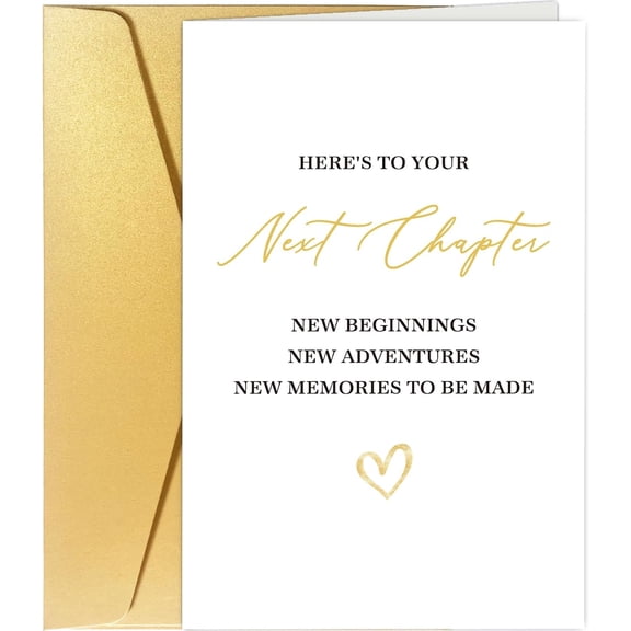 SHAANXIXIAN Next Chapter Card, Inspirational Congratulations Card for Graduation, Promotion, New Job, Retirement, Moving, New Beginnings New Adventures New Memories