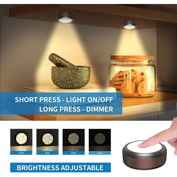 SHAANXIXIAN Puck Lights with Remote, Battery Operated Under Cabinet Lighting with Dimmable Timer, Stick-On Closet Light Under Counter Lights for Kitchen(3 Pack, Warm White)