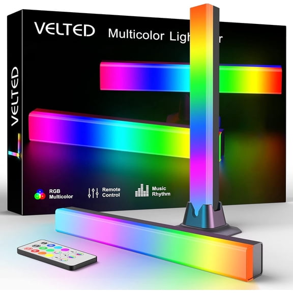SHAANXIXIAN RGB Light Bar, Music Sync RGB IC LED Lights Bars, USB Powered Ambient Lighting, Remote Control Color Changing Gaming TV Backlight, 8 Dynamic Modes for PC Room Monitor Desk