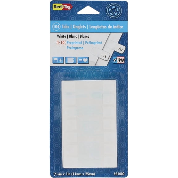 SHAANXIXIAN, RTG31000, Permanent Stick Write-On Index Tabs, 104 / Pack , White