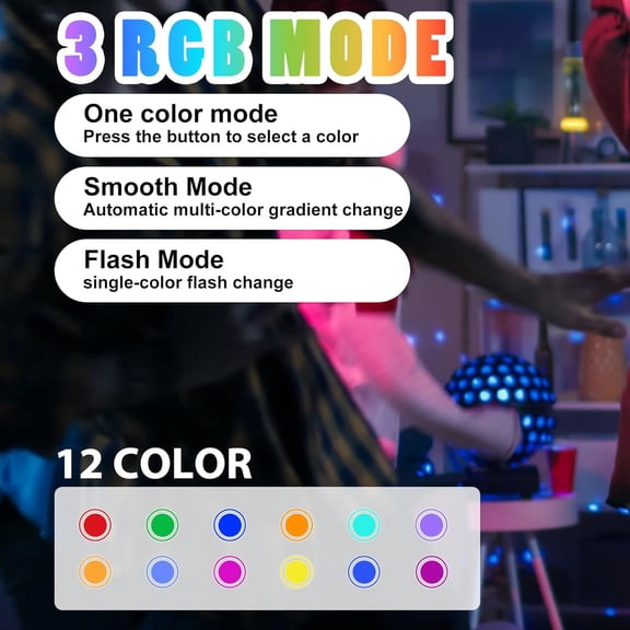 SHAANXIXIAN Rechargeable LED Bulbs Set of Two with Remote, 12 RGB Colors & 3 Light Modes, Dimmable Battery Operated Bulbs, 10 Brightness Levels, Timer Function, 2 Pack for Bedroom, Living Room,