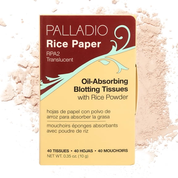 SHAANXIXIAN Rice Paper Facial Tissues for Oily Skin, Face Blotting Sheets Made from Natural Rice, Oil Absorbing Paper with Rice Powder, 2 Sided, Instant Results, Translucent, 40 Count, Pack of 1