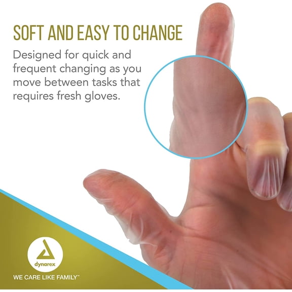 SHAANXIXIAN Safe-touch Vinyl Exam Gloves, Powder Free, Medium, 1 Box Of 100 Gloves, Clear, Medium