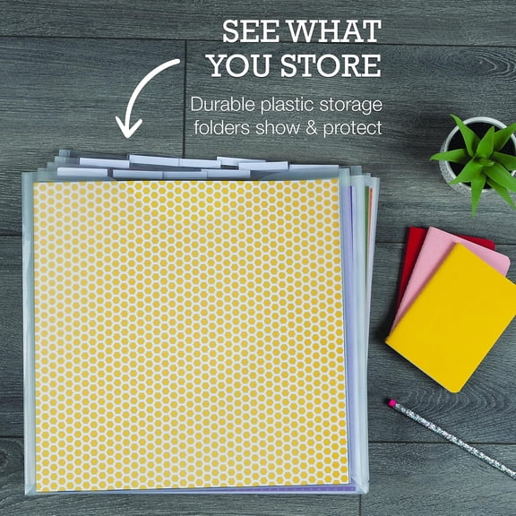SHAANXIXIAN Scrapbook Paper Storage Organizer, 6 Count of Individual Top Loading Files with Customizable Tabs, Holds 12 x 12 Inch Scrapbook, Vinyl, Photos, Clear, PVC and Acid Free, 6 Pack