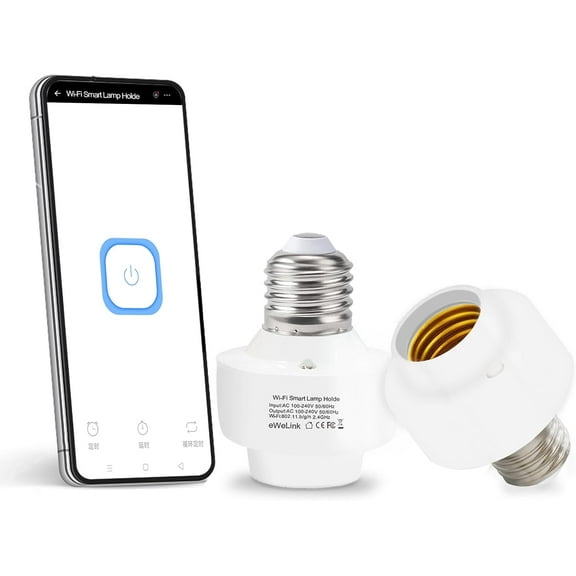 SHAANXIXIAN Smart WiFi Bulb Socket E26 E27 Light Bulb Adapter,Wireless Smart 2.4G Remote Control Lamp Base Holder,eWeLink APP Remote Timer and Group Control,Voice Control with Alexa and Google