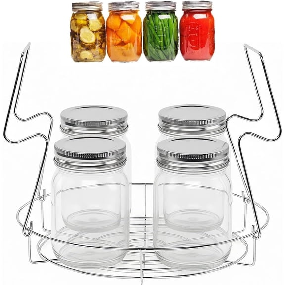SHAANXIXIAN Stainless Steel Canning Jar Lifter, Water Bath Canner Rack with Folding Legs, Stainless Steel Canning Rack Holds 8 Pint or 7 Quart Jars, For Regular Wide Mouth Mason Jars Ball Jars