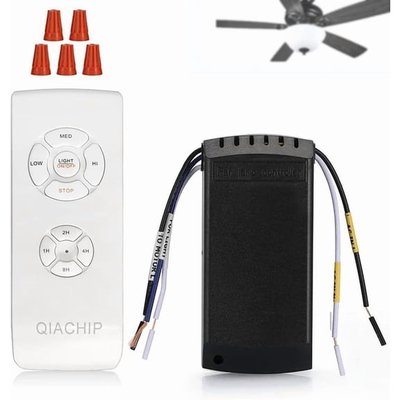 SHAANXIXIAN Universal Wireless Ceiling Fan Remote Control kit with 3 Speeds & 4 Timing Setting Fan Pendant lamp Remote Controller Transmitter and Receiver for Home Office Hotel Restaurant