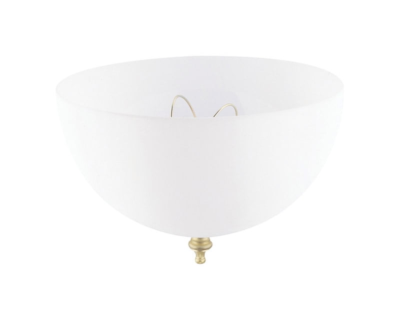 White Acrylic Dome Clip-On Lamp Shade with Brass Finial