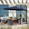 thumbnail image 1 of SHADE&FLAME 11 ft Deluxe Patio Offset Umbrella Aluminum Outdoor Cantilever Umbrella Hanging Umbrellas with Heavy Duty Base,Fade Resistant,Infinite Tilt,Blue, 1 of 9