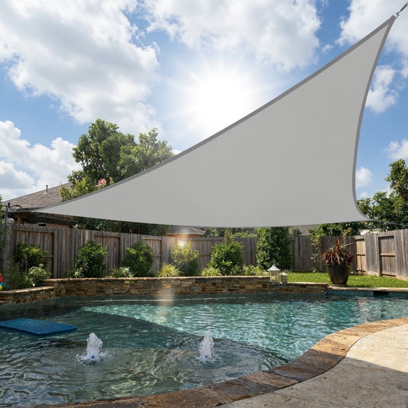 SHADEWIZ 10' x 10' x 10' Triangle Shade Sail, HDPE Fabric, Breathable Sunshade for Garden Backyard Deck, Grey (We Make Custom Size)