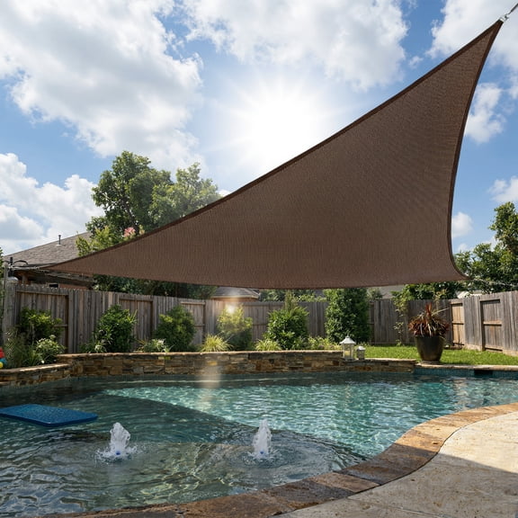 SHADEWIZ 11' x 21' x 23.7' Triangle Shade Sail, UPF50+ Heavy Duty Shade Awning for Patio Garden Yard Deck Pergola, Brown, Custom Size