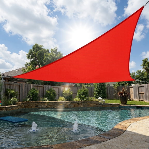 SHADEWIZ 12' x 12' x 12' Triangle Shade Sail, UPF50+ Heavy Duty Shade Awning for Patio Garden Yard Deck Pergola, Red
