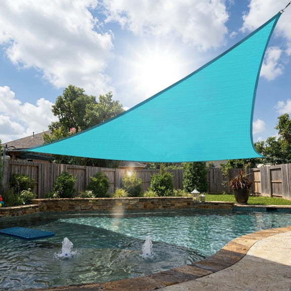 SHADEWIZ 16'x 16'x 16' Triangle Shade Sail, HDPE Fabric, Breathable Sunshade for Garden Backyard Deck, Turquoise(We Make Custom Size)