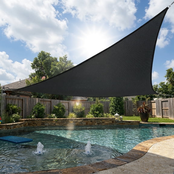 SHADEWIZ 18' x 18' x 18' Triangle Shade Sail, HDPE Fabric, Breathable Sunshade for Garden Backyard Deck, Black, Custom Size