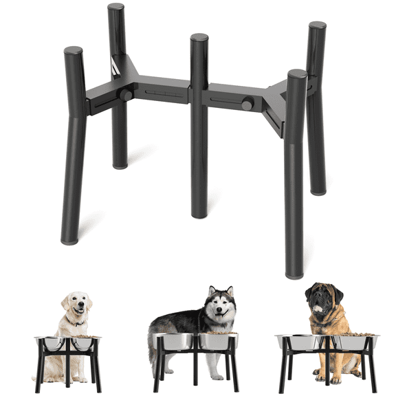 SHAINFUN Adjustable Dog Bowl Stand for Large & Medium Dogs, Raised Dog Food & Water Bowl Holder, Fits 7-10.6" Wide Bowls, 11" Tall, 2-in-1 Design Tall Dog Food Bowl Stand, Bowl Not Included