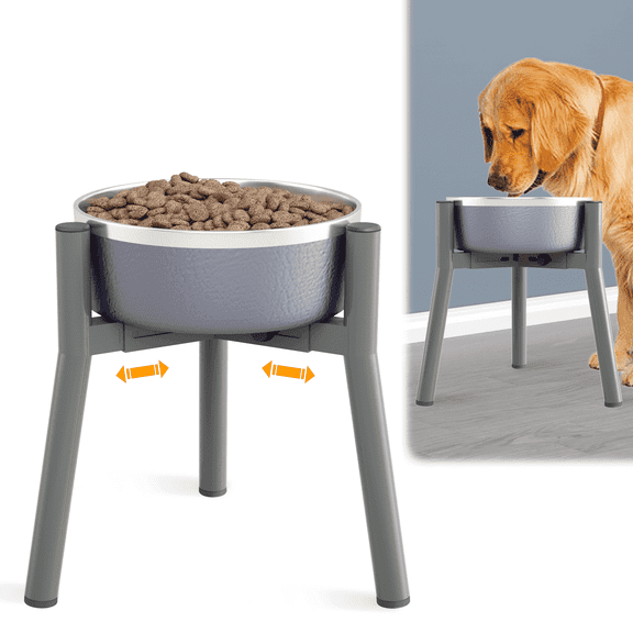 SHAINFUN Elevated Dog Bowls, 11in Tall Raised Dog Bowl Stand, Metal Adjustable Width Tall Elevated Dog Bowls for 7-10.6" Bowls, for Large Dogs (Bowl Not Included)