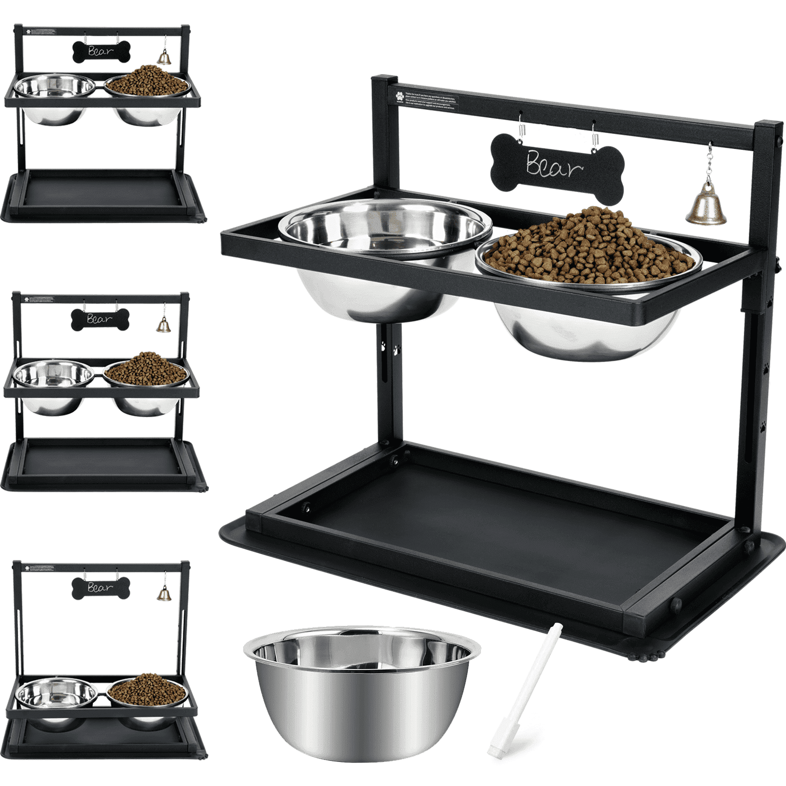 SHAINFUN Elevated Dog Bowls YPF5&nbsp;for Large Sized Dog,Raised Dog Bowl Stand Adjustable Height with Two 1.7L Stainless Steel Dog Food Bowls and Spill Proof Mat, Dog Bowls for Large and Medium Dogs