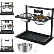 SHAINFUN Elevated Dog Bowls YPF5 for Large Sized Dog,Raised Dog Bowl Stand Adjustable Height with Two 1.7L Stainless Steel Dog Food Bowls and Spill Proof Mat, D