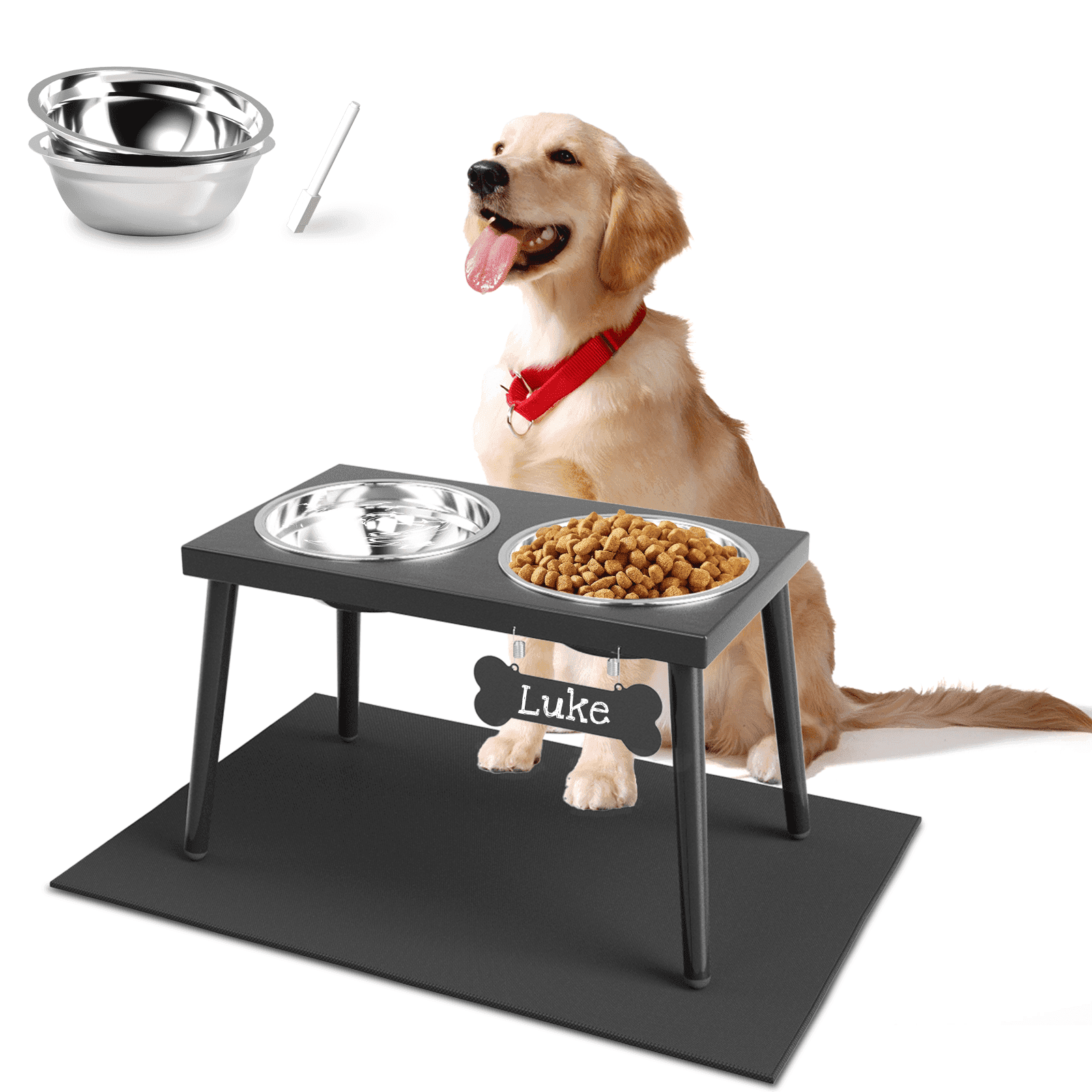 Raised Dog Bowl Stand For Large Dogs Slow Feeder Dog Bowl Included Wooden Raised  Dog Feeder