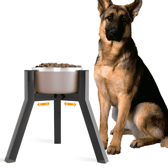 SHAINFUN 11" Height Raised Dog Bowl Stand, Adjustable Width 7-10.6" Single Tall Elevated Dog Bowls Stand for Large Breeds (Bowl Not Included)
