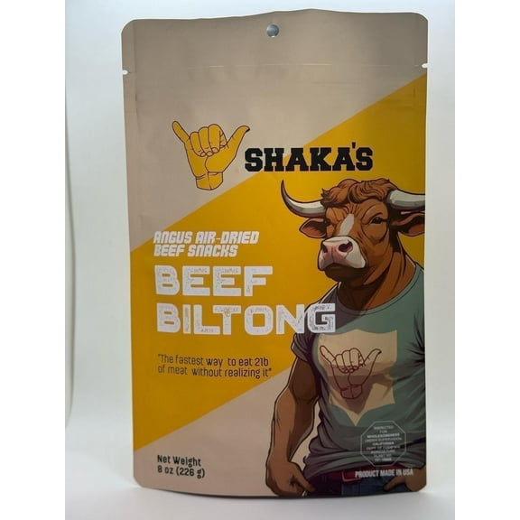 SHAKA'S Angus Air-Dried Beef Biltong Snacks, 8 oz