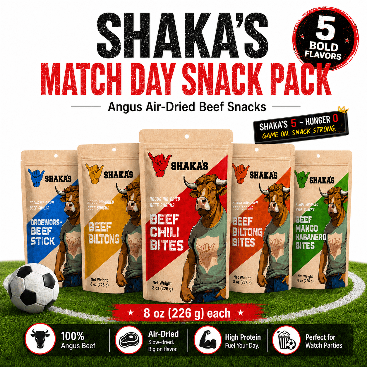 SHAKA'S Angus Air-Dried Beef Snacks Biltong 8 0z - Bundle