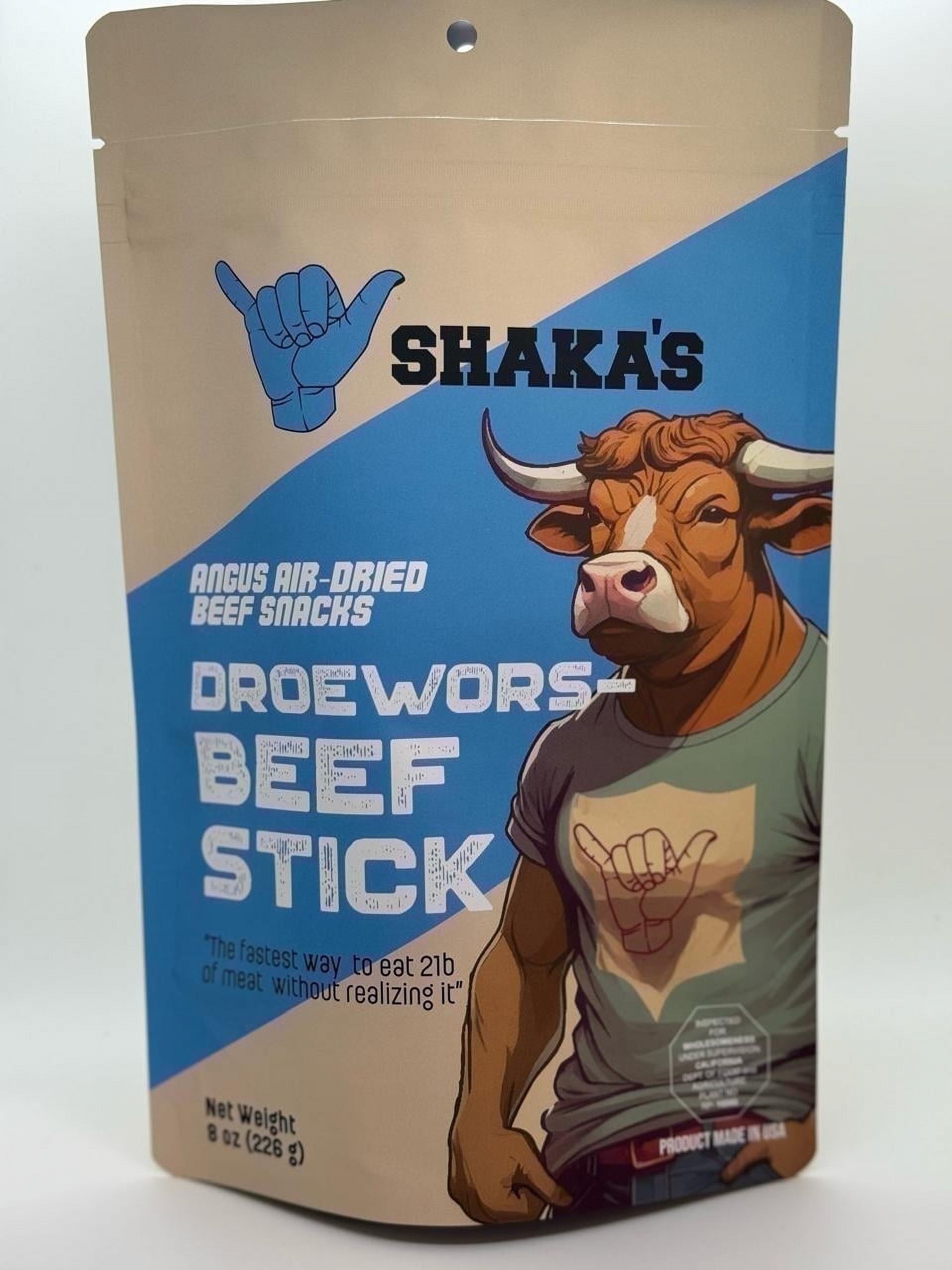 SHAKA'S Angus Air-Dried Beef Snacks Biltong Droewors, 8 oz