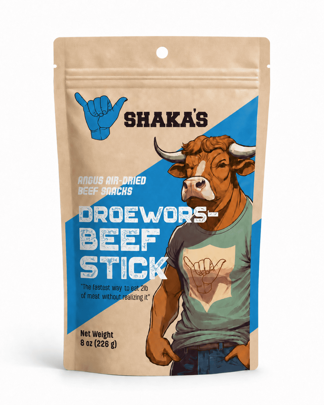 SHAKA'S Angus Air-Dried Beef Snacks Biltong Droewors, 8 oz