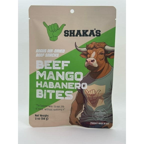 SHAKA'S Angus Air-Dried Beef Snacks Bites Mango Habanero 2 oz