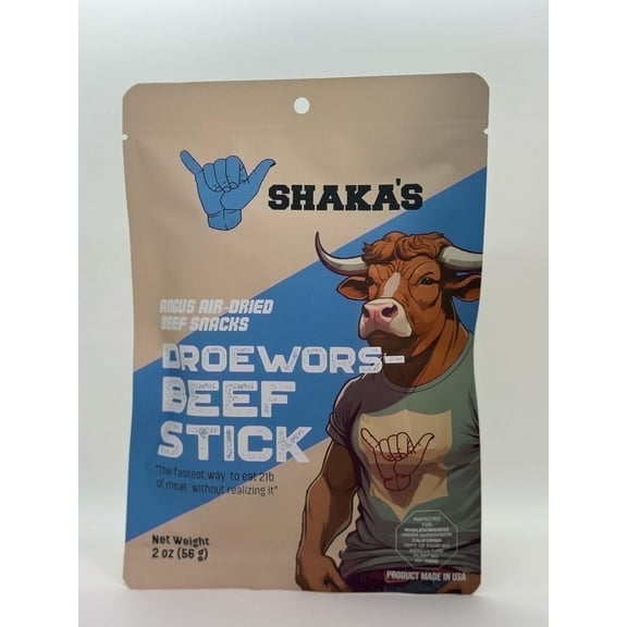 SHAKA'S Angus Air-Dried Beef Stick Biltong Snacks - 2oz