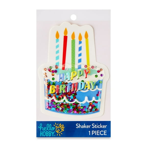 Hello Hobby Multicolor Sequin Happy Birthday Cake Shaker Sticker
