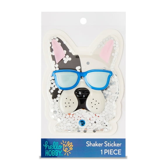 Hello Hobby White Sequin Dog Shaker Sticker