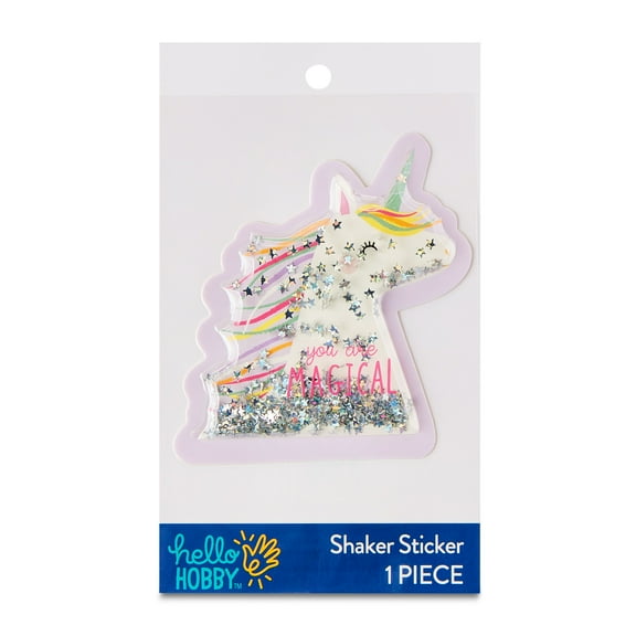 Hello Hobby Silver Star Sequin Unicorn Shaker Sticker