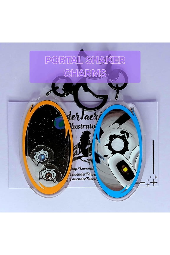 SHAKER CHARMS Wheatley In Space Portal 2 Inspired Acrylic Double-Sided Keychain|| Updated Design! (1 keychain)