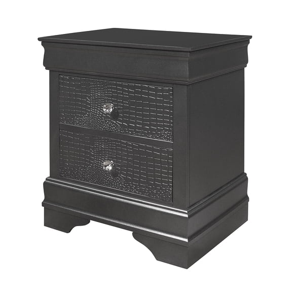 SHAKER CROCODILE METALLIC GREY NIGHTSTAND