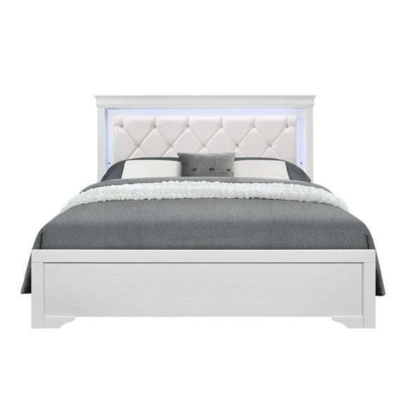 SHAKER WHITE KING BED WITH LED