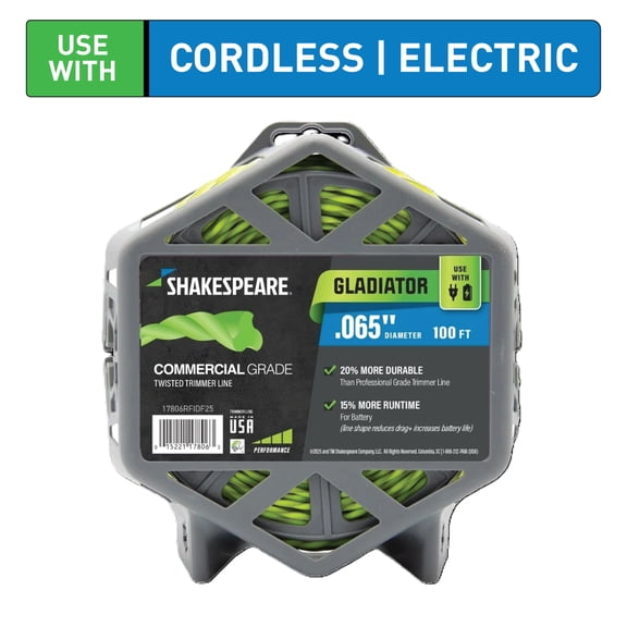 SHAKESPEARE 0.065" x 100' Commercial Trimmer Line - Green, Hurricane-Shaped (1 Count)