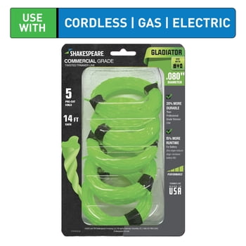 SHAKESPEARE 0.080"x14' Commercial Trimmer Line Coils - Green, Hurricane-Shaped (5 Count)