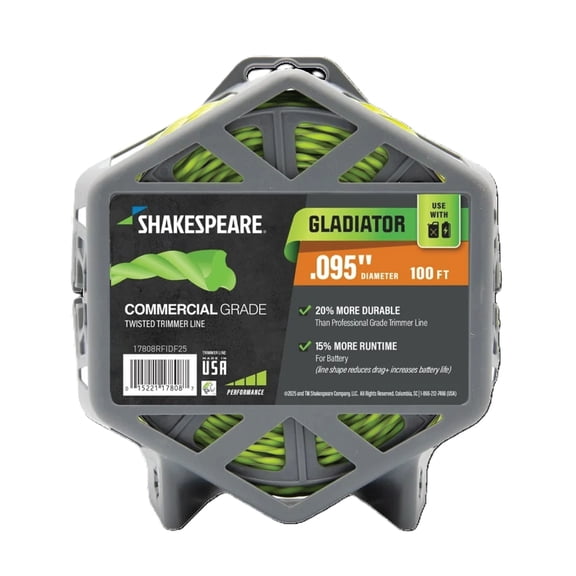 SHAKESPEARE 0.095" x 100' Commercial Trimmer Line - Green, Hurricane-Shaped (1 Count)