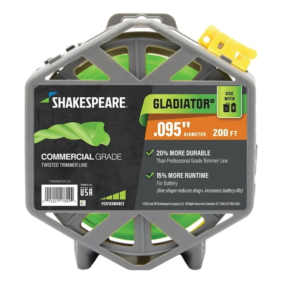 SHAKESPEARE 0.095" x 200' Commercial Trimmer Line - Green, Hurricane-Shaped (1 Count)