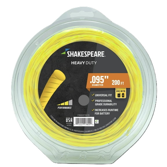 SHAKESPEARE 0.095" x 200' Heavy Duty Trimmer Line - Yellow, Round-Shaped (1 Count)