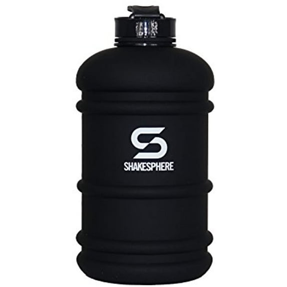 SHAKESPHERE Large Sports Water Bottle - BPA Free Hydration Jug, Black - Ideal for Sports, Camping, Outdoor, Biking & Kids (Matte Black White Logo, 2.2L)