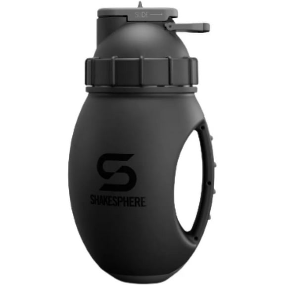 SHAKESPHERE Shaker Mixer Jug 1.3L/44oz - Durable, BPA-Free, Leak-Proof with Silicone Base, Gripper Handle, Central Viewing Window with Measurements for Smooth Mixing & Stability (Matte Black)