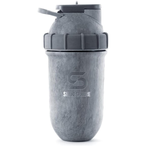 SHAKESPHERE Steel Protein Shaker Bottle - Insulated, BPA-Free, 24oz - Leak-Proof, Easy to Clean, No Blender Ball Needed - Keeps Drinks Hot & Cold - Ideal for Shakes & Smoothies (Concrete)