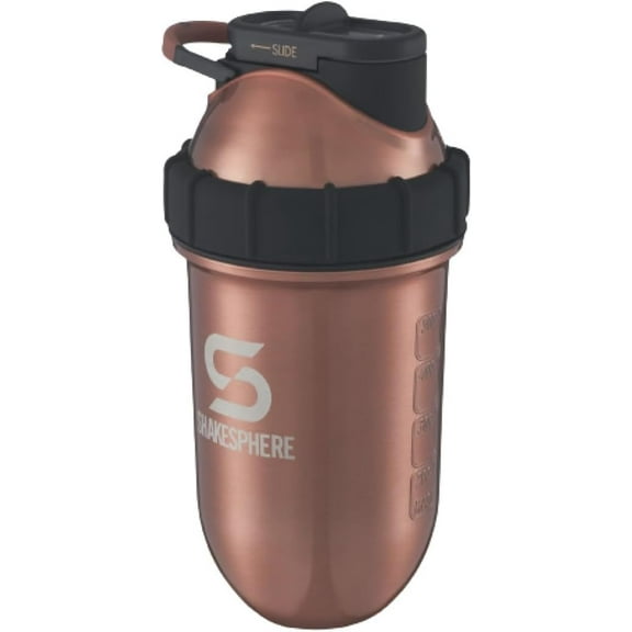 SHAKESPHERE Steel Protein Shaker Bottle - Insulated, BPA-Free, 24oz - Leak-Proof, Easy to Clean, No Mixer Ball Needed - Keeps Drinks Hot & Cold - Ideal for Shakes & Smoothies (Copper)